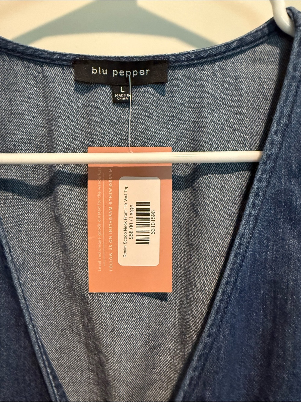 Blu Pepper Blue Denim Tie-Front Peplum Vest - Picture 5 of 6